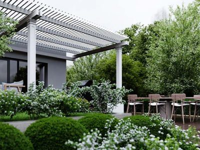 White Pergola Construction 1